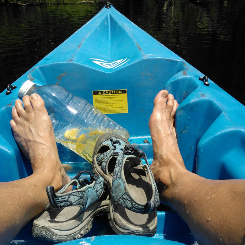 Barefoot kayaking